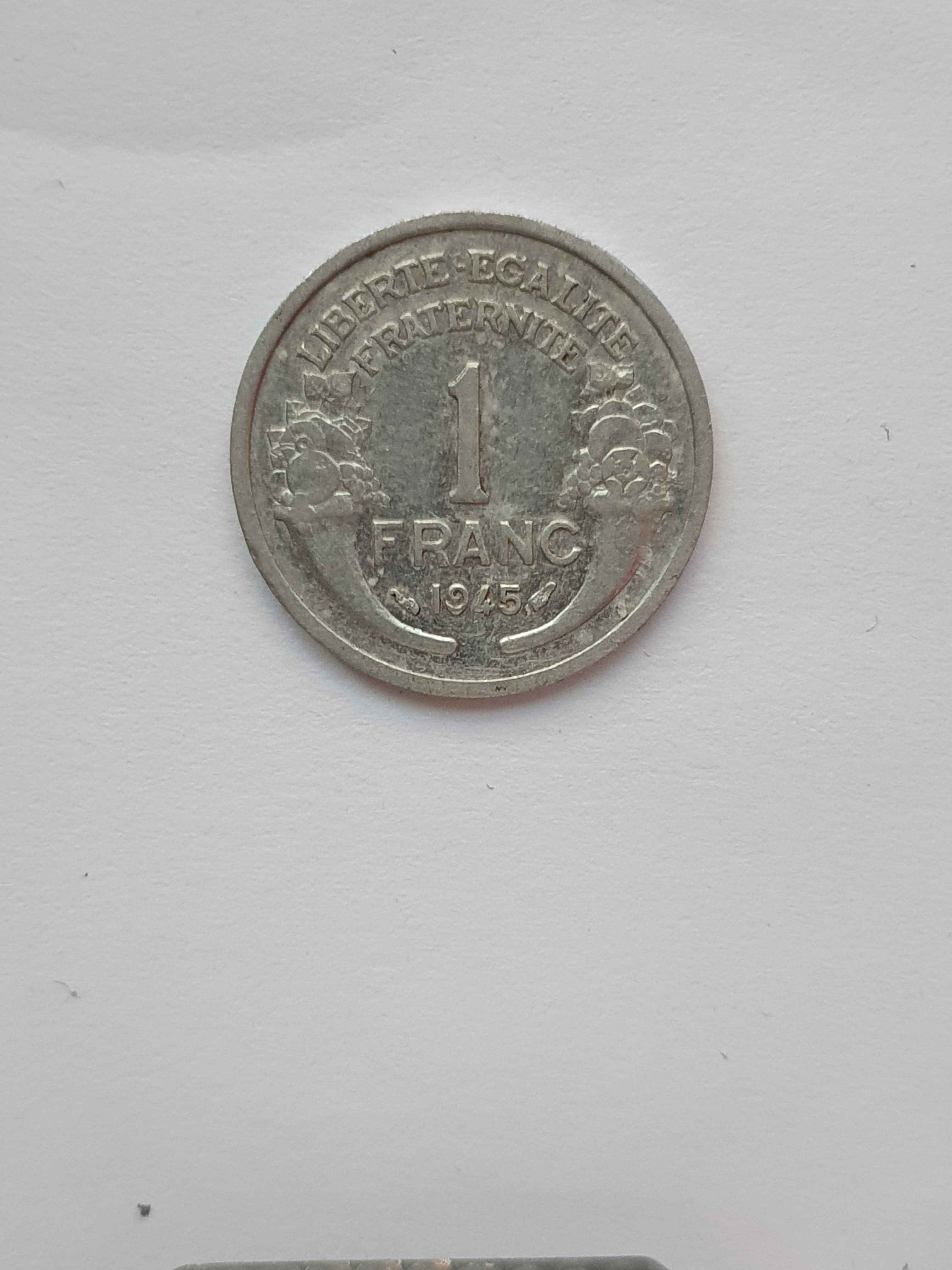 1945-France-One-Frank-Coin-With-Over-9/3-Date,